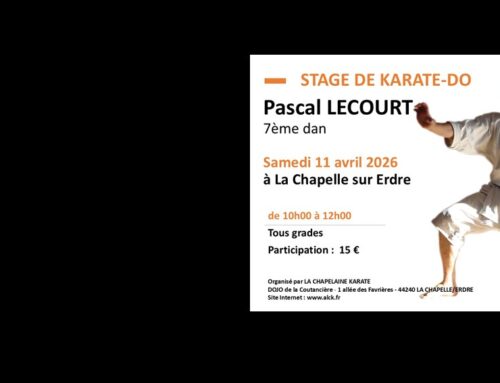 La Chapelaine Karaté aura le plaisir d&rsquo;accueillir à nouveau Pascal Lecourt le 11 avril prochain dans son dojo.